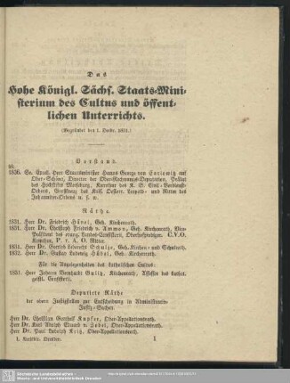 Das Hohe Königl. Sächs. Staats-Ministerium des Cultus und öffentlichen Unterrichts