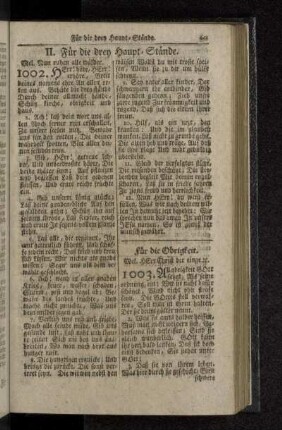 II. Für die drey Haupt-Stände.
