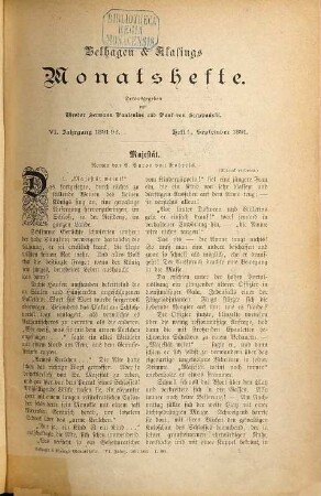 Velhagen & Klasings Monatshefte. 6,1. 1891/92