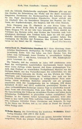 377-378 [Rezension] Hansen, Wilhelm, Die Entwicklung des kindlichen Weltbildes