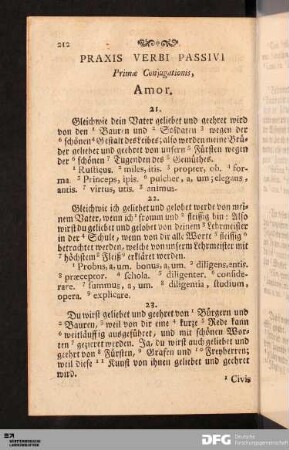 Praxis Verbi Passivi Primæ Conjugationis, Amor.