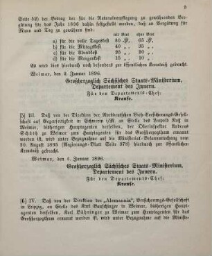 5. Ministerial-Bekanntmachung, betreffend Wechsel in der Hauptagentur der Norddeutschen Vieh-Versicherungs-Gesellschaft auf Gegenseitigkeit in Schwerin i/M.