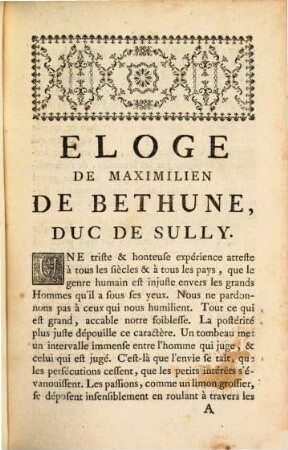 Éloge de Maximilien de Bethune, duc de Bethune, duc de Sully
