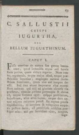 C. Sallustii Crispi Iugurtha, Seu Bellum Iugurthinum