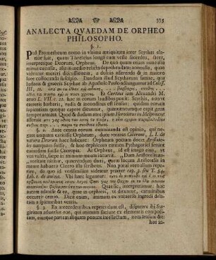 Analecta Quaedam De Orpheo Philosopho.