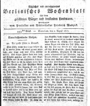 448stes Stueck, Sonnabend, den 2. August 1817