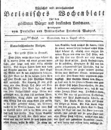 448stes Stueck, Sonnabend, den 2. August 1817