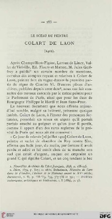 Le sceau du peintre Colart de Laon (1402)