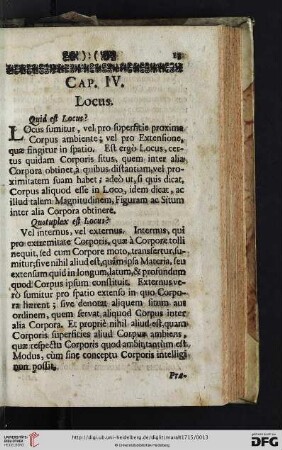 Cap. IV. Locus