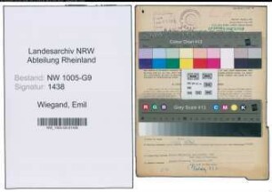 Entnazifizierung Emil Wiegand , geb. 19.10.1887 (Geschaeftsinhaber)