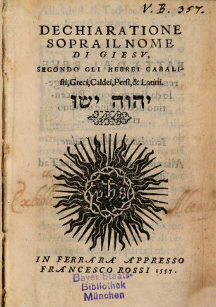 Dichiarazione sopra il nome di Giesu