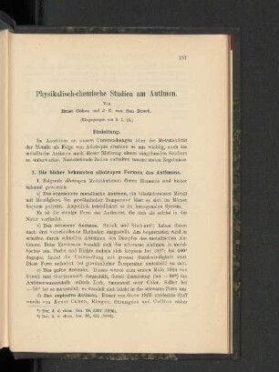 Physikalisch-chemisch Studien am Antimon.