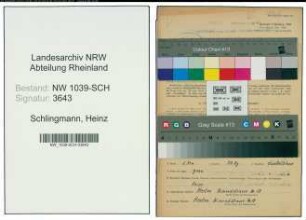 Entnazifizierung Heinz Schlingmann , geb. 14.03.1921 (Schlosser)
