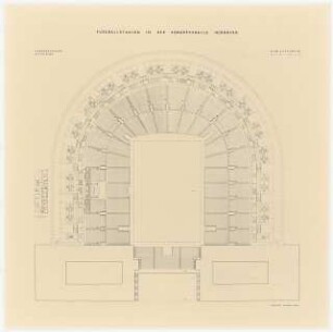 Fußballstadion in der Kongresshalle, Nürnberg: Grundriss 1.OG (Mittelring), ca. 1:625