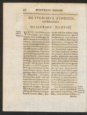 De Iudicibus, Syndicis, vel Aduocatis. Discursus. XXXVIII.