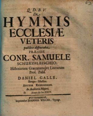 De Hymnis Ecclesiae Veteris
