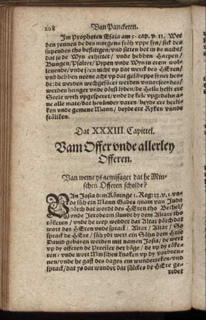 Dat XXXIII. Capittel. Vam Offer unde allerley Offeren.