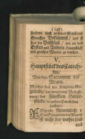 V. Hauptstück des Catechismi/ Von dem Sacrament des Altars.