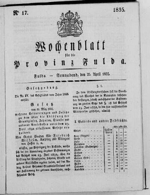 Nr. 17, Ausgabe vom 25. April 1835