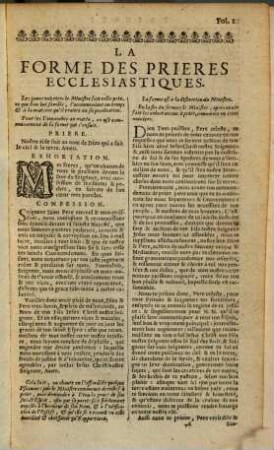 La forme des prieres ecclesiastiques & le catechisme des eglises Reformées du royaume de France