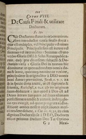Caput VIII. De Causa Finali & utilitate Doctorum.
