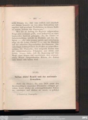 XXXI. Sultan Abdul Hamid und das nationale Erwachen.