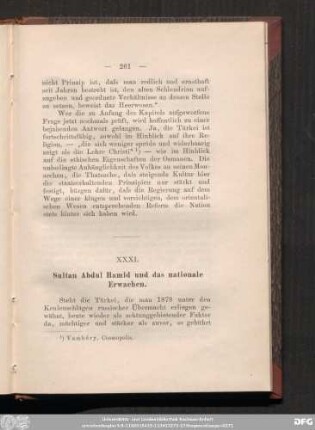 XXXI. Sultan Abdul Hamid und das nationale Erwachen.