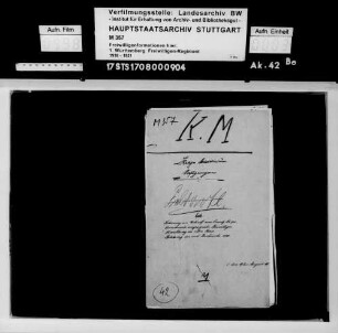 Befehle und Erlasse des württembergischen Kriegsministeriums in Stuttgart