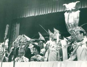 Karneval 1955. Elferrat. Prinz Karneval Eduard I., Prinzessin Inge und Erich Fiedler