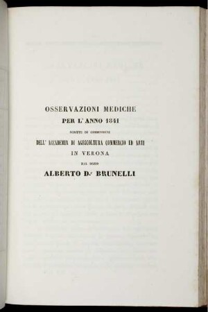 OSSERVAZIONI MEDICHE PER L' ANNO 1841