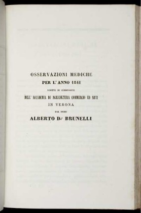 OSSERVAZIONI MEDICHE PER L' ANNO 1841