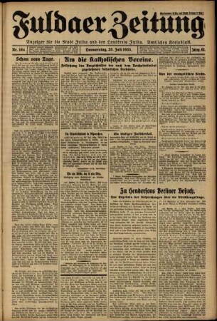 Erste Ausgabe vom Donnerstag, den 20. Juli 1933.