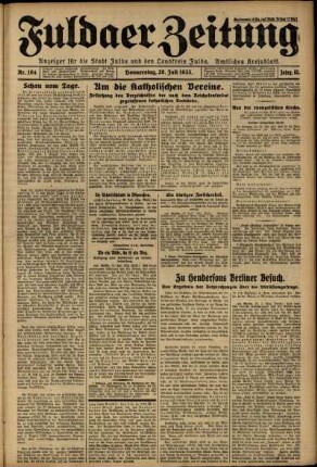 Erste Ausgabe vom Donnerstag, den 20. Juli 1933.