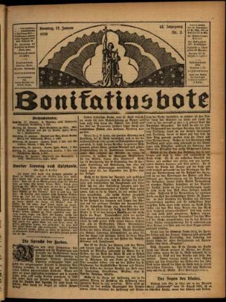 Erste Ausgabe vom Sonntag, den 17. Januar 1926.