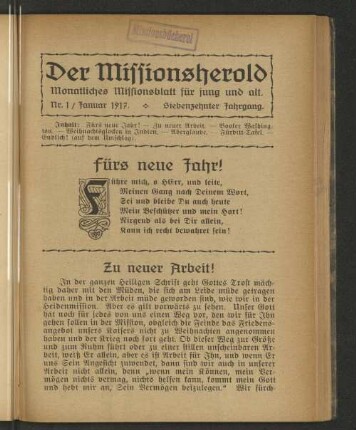 Nr. 1, Januar 1917