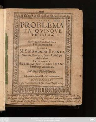 Problemata Quinque Physica