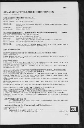 III.3 Senatsunmittelbare Einrichtungen