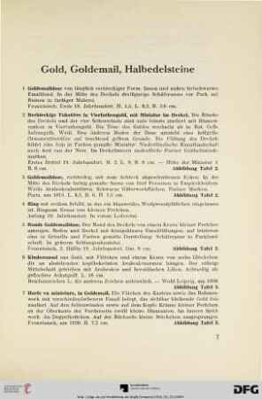 Gold, Goldemail, Halbedelsteine (Nr. 1-31)