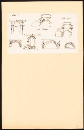Bögen und Lünetten aus der Villa Corsini (Florenz ?) und Pozzuoli: Zahlreiche Details unterschiedlicher Bogenornamentik