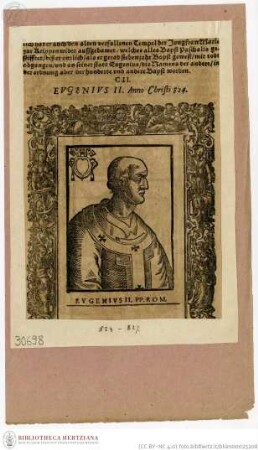 Frenzel, Römische Kirchen-Historien (...) . Teil I. [Leipzig]: Groß, 1600., Eugen II., Papst, Porträt
