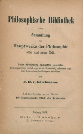 Des Aristoteles Nikomachische Ethik