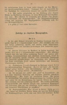 Anträge zu einzelnen Paragraphen