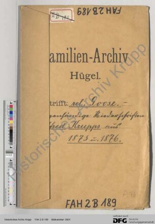Schreiben von Alfred Krupp an Sophus Goose, Friedrich Alfred Krupp, Carl Meyer, Gustav Diechmann und die Prokura betr. Organisation und Aufgaben der Prokura sowie Anstellung von Adeligen in der Fabrik. [siehe auch auszugsweise Abschrift in WA 9 d 493 und WA 7 c 130]