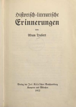 Historisch-literarische Erinnerungen
