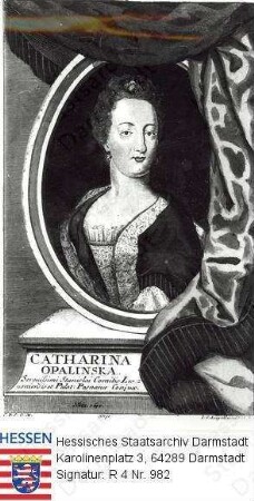 Katharina Königin v. Polen geb. Opalinska (1680-1747) / Porträt, in Medaillon mit Sockelinschrift, Brustbild