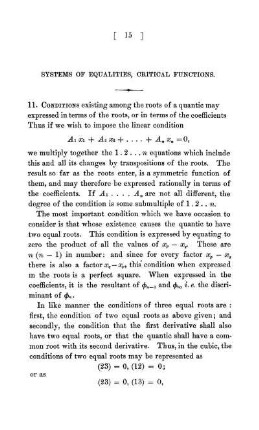 Systems Of Equalities, Critical Functions.