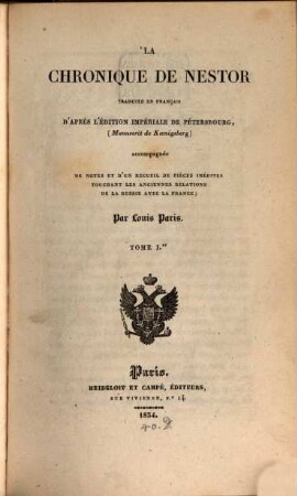La chronique de Nestor, Vol. 1 (1834)