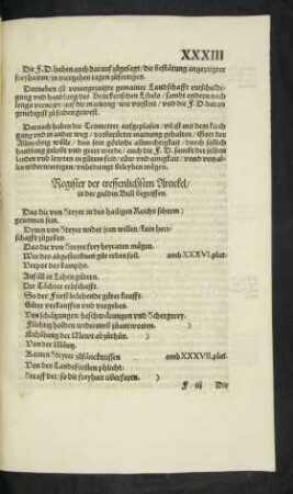 Register der treffenlichsten Artickel/ in der guldin Bull begriffen.