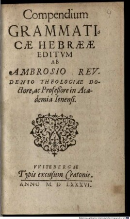 Compendium Grammaticae Hebraeae
