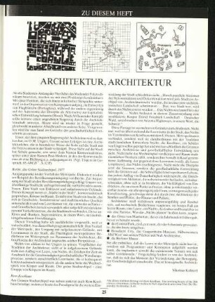Zu diesem Heft: Architektur, Architektur